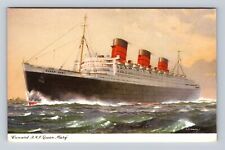 Cunard RMS Queen Mary, Ship, Transportation, Antique, Vintage Souvenir Postcard picture