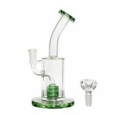 8 inch Green Glass Bong Hookah Water Smoking Pipe Bubbler with 14mm Male Bowl picture