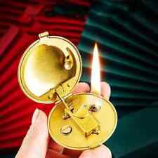 1935 Compact Round Semi-automatic Antique Handmade Brass Mechanical Lighter Gift picture