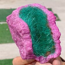 370G  Rare Moroccan green magnesite and red corundum mineral spirit ruby picture