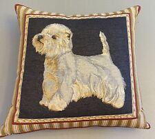 Borgata Tapestry Pillow West Highland White Terrier Westie Dog Velvet Back 18