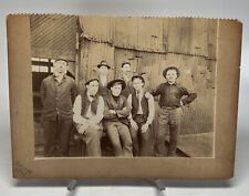 1903 Antique Photo Group Of Miners Outside Mining Shed picture