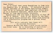 Iowa IA Postal Every Republican in Iowa Vote for Senator Geo c1940's Vintage picture