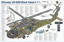 Sikorsky UH-60M Black Hawk Military Helicopter Cutaway Poster 24in x 36in picture