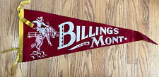 Vintage Billings Montana Western Cowboy Horse Red Felt Flag Pennant 29x11 HTF picture