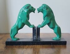 Art Deco Green Lion Metal Bookends picture