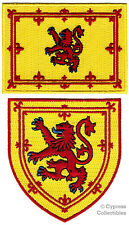 LOT of 2 SCOTLAND FLAG PATCH EMBROIDERED IRON-ON SCOTTISH LION COAT ARMS SHIELD picture