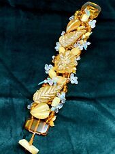 Zoria Baltic Amber Bracelet- Milky/Cognac Color-14K Gold Leaves-Free US/EU Post picture