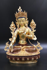 Elevate Your Space with the Partly Gold Plated White Tara Statue, 13