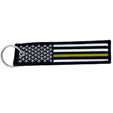 CC-010 Thin Gold Line 911 Emergency Dispatcher Flag Keychain or Luggage Tag or z picture