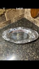 Vintage Think Rose Design Oval Pewter #P098 Tray  picture