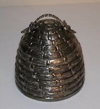 Vtg GODINGER Silver Plated Bee Hive Honey Jar Pot Silverplate with Glass Insert picture