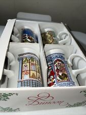 Dunoon Mug Set 4 Porcelain Sue Scullard Holiday Christmas Scenes Scotland picture