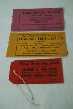 RARE Vintage Lot 3 UNUSED Dead Stock Animal Removed Tag Fertilizer Hunting Farm picture