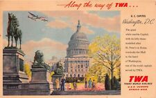 TWA Trans World Airlines Washington DC Capitol Aviation Plane Vtg Postcard D49 picture