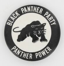 Original Blank Panther Party Button 1970 Huey Newton Angela Davis Power Pin P828 picture