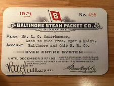 1921 BALTIMORE STEAM PACKET CO. OLD BAY LINE ANNUAL PASS ENTIRE SYSTEM - HH64 picture