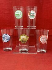 5 Drink Milk Dairy Farm Life Glasses One Pint Advertisement Pottery Barn Clear picture