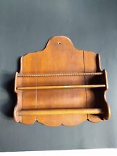 Vintage Wood Wall Mounted Spice Rack Shelf and Towel Bar Primitive Colonial Pine picture