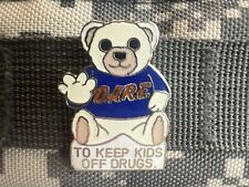 DARE Graduate White Bear To Keep Kids Off Drugs Lapel Pin Advertise Promo VTG picture