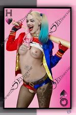 Harley Quinn NUDE Cosplay QUEEN CARD Custom Art POSTER 13X19  picture