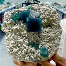 3.05LB Rare Transparent Blue Cube Fluorite Mineral Crystal Specimen/China picture