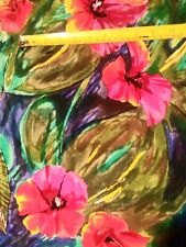 Stunning vibrant tropical flowers  green fabric material sewing 232x50