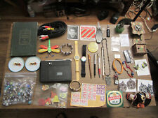 Vintage Junk Drawer Lot GENEVA PLATINUM WATCH old clock old pen jewelry lot old picture