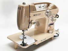 VINTAGE 1950s WHITE MODEL 764 ZIG ZAG SEWING MACHINE-Clean & Fully Serviced picture