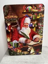 Santa Writing a List EMPTY Collectable Tin Container Storage Display/ picture