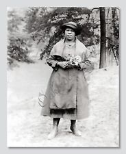 Woman in Edwardian Boots Holding Flowers c1910s, Vintage Photo Reproduction picture