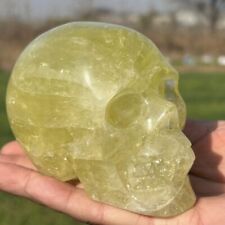 1.76LB Natural Citrine Skull Hand Carved Quartz Crystal Reiki Skull Healing Gift picture