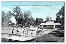New London Wisconsin WI Postcard Bathing Pool William Hatten Memorial Park c1940 picture
