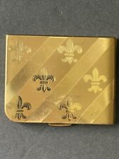 Vintage ELGIN American Makeup Compact/Puff Gold Tone Etched Engraved Design USA picture