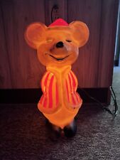 Vintage Rare Union Products Blow Mold Christmas Mouse Lighted Striped Coat Read picture