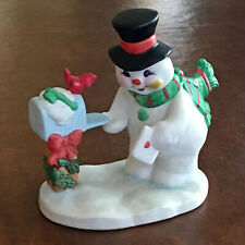 Vintage Enesco Frosty the Snowman Figurine w/ Red Bird on Mailbox Christmas picture
