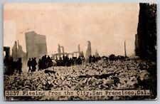 Earthquake Ruins People Fleeing Disaster San Francisco CA C1906 UDB Postcard M22 picture