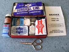 VINTAGE BRADEX MINI FIRST AID KIT TIN WITH CONTENTS & INSTRUCTIONS picture