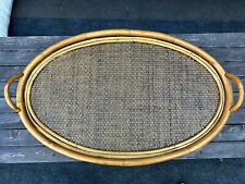 Mid 20th Century McGuire Bentwood Rattan Bamboo Tray- Mcm Charcuterie  XL picture