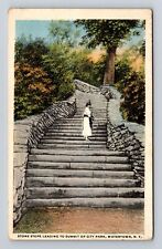 Watertown NY-New York, Stone Steps Leading To Summit, Vintage c1921 Postcard picture