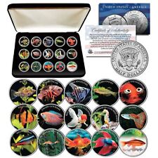 TROPICAL FISH Fresh Water Aquarium JFK Half Dollars 15-Coin FULL Set with Box picture