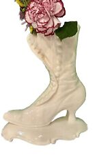 Vintage Atlantic Mold Ceramic Victorian High Top Button Boot Shoe Vase Planter  picture