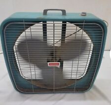 Large Vintage Dominion Box Fan Turquoise Blue Teal WORKS MCM Retro Two Speed  picture