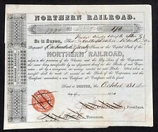1850 Northern Railroad Stock Certificate & Affixed 1850 Power of Attorney Letter picture