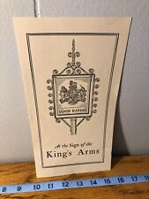 1950s/1960s KING’S ARMS Tavern Menu-Bill of Fare - Eagle Tavern-Williamsburg VA picture
