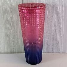 Starbucks Gridded Tumbler Pink Blue Ombre Cold Venti Cup 24 oz Limited Edition picture