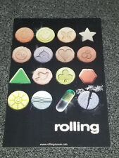 ROLLING postcard 2007 documentary film MDMA ecstasy pills rave *FREE SHIPPING* picture