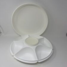 Tupperware Divided Vegetable Party Serving Center Tray with Dip Bowl #1665 White picture