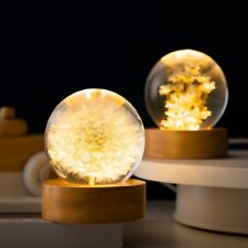 Luminous 3D Dandelion Crystal Ball Beech Wood Stand Base Preserved Flower Sphere picture