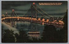 San Francisco CA 45- San Francisco Oakland Bay Bridge Chrome Postcard 359 picture